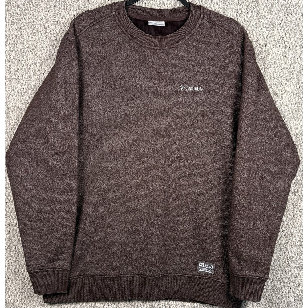 Columbia Sweatshirt Mens Large Brown Crew‎ Neck Pullover Outdoor Hiking Logo